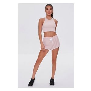 Forever 21 Active Stripes Light pink Elastic Waist Comfy Shorts Size L